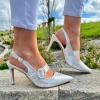 Sorento Ladies Crystal Frosted Closed Toe Heeled Sandal HESKIN