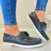Susst Ladies Navy Leather Boat Shoe GABY