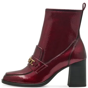 Tamaris Burgundy Patent Block Heel Ankle Boot 25320-43 537