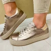 Tamaris Gold Combination Laced Trainer 23713-42-940