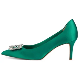 Tamaris Green Satin Dressy Heeled Shoe 22430-20 726