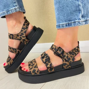 Tamaris Leopard Print Chunky Velcro Sandal 28401-44 360