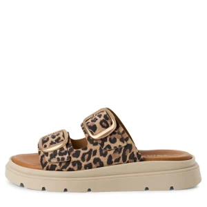Tamaris Leopard Soft Leather Buckles Mule Slider 27239-42 360