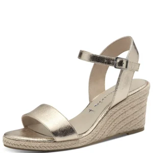 Tamaris Light Gold Espadrille Wedge Sandal 28300-42 933