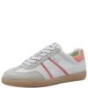 Tamaris Peach Combination Laced Gum Sole Trainer 23624-43-685
