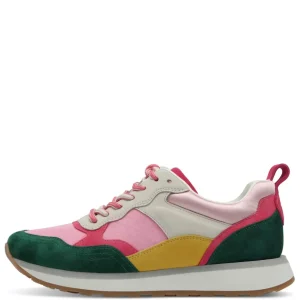 Tamaris Pink Combination Laced Trainer 23741-43-514