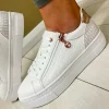 Tamaris White/Rose Gold Lightweight Laced/Zip Trainer 23313-41-119