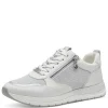 Tamaris White/Silver Sparkle Laced/Zip Trainer 23732-41-197