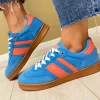 Teddy Smith Ladies Blue Combination Suede Leather Laced Trainer 120007