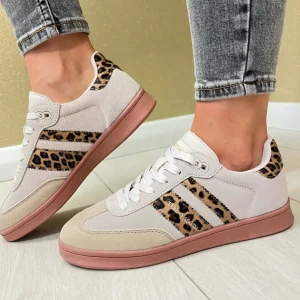 Teddy Smith Ladies Leopard Suede Leather Laced Trainer 120007