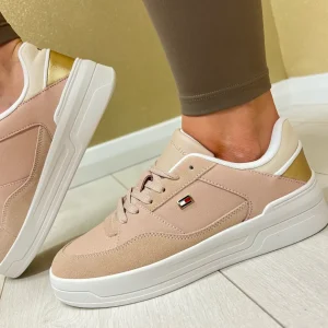 Tommy Hilfiger Clay/Cream/Gold Metallic Essential Basket Trainer 08615