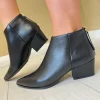 Unisa Ladies Black Leather Zip-Heel Pointy Toe Ankle Boot JANSEN