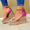Unisa Ladies Fuchsia/Multi Espadrille Wedge Platform Sandal CAMEO