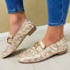 Unisa Ladies Gold Metallic Combination Chain Loafer Shoe BAXTER