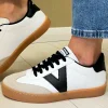 Victoria Ladies Beige/Black/White Gum Sole Laced Trainer 1126208