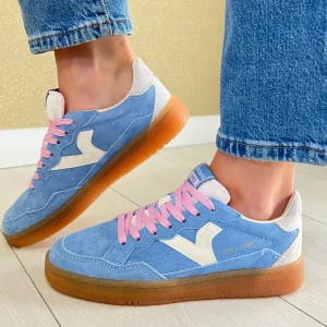 Victoria Ladies Blue Suede Leather Gum Sole Laced Trainer 8806107