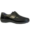 Waldläufer Ladies Black Patent Leather Velcro Stretch-Fit Shoe HENNI 496H31