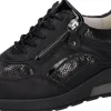 Waldläufer Ladies Black Suede Leather Comb Laced/Zip Trainer AGNES 935006