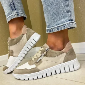 Waldläufer Ladies Grey/White/Cream Laced/Zip Trainer BIRDY 916H01