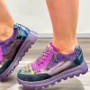 Waldläufer Ladies Purple/Black Multi Laced/Zip Trainer AJALA 993004