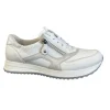 Waldläufer Ladies White/Silver Leather Laced/Zip Trainer 752002