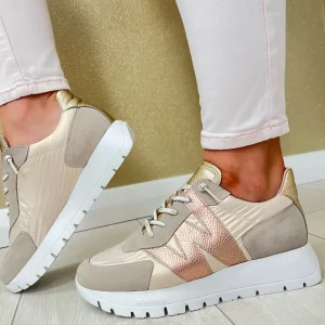 Wonders Beige/Sand/Copper Bungee Lace Slip-On Trainer A-2464