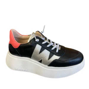 Wonders Black/Silver/Coral Bungee Lace Slip-On Trainer A-3625