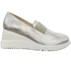 Wonders Ladies Silver Glitter Wedge Slip-On Shoe G-6605