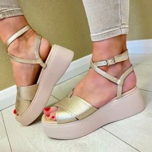 Wonders Ladies Soft Gold Leather Sandal A-3712