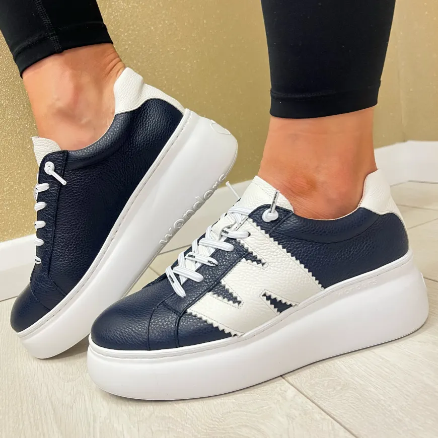 wonders_navyoff_white_com_0.webp Wonders Navy/Off White Combination Bungee Lace Slip-On Trainer A-2670