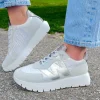 Wonders White/Silver Combination Bungee Lace Slip-On Trainer A-2464