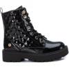 XTI Kids Black Patent Laced/Zip Ankle Boot 150104