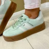 XTI Ladies Aqua Combination Flatform Laced Trainer 143644