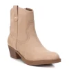 XTI Ladies Beige Faux Suede Block Heel Cowboy Boot 142039