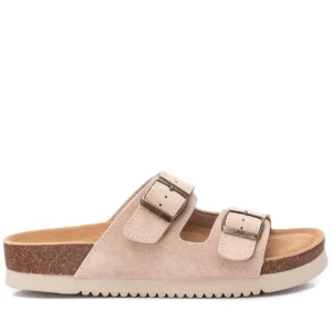 XTI Ladies Beige Faux Suede Buckles Mule Sandal 142552