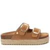 XTI Ladies Camel Faux Suede Espadrille Mule Sandal 143635