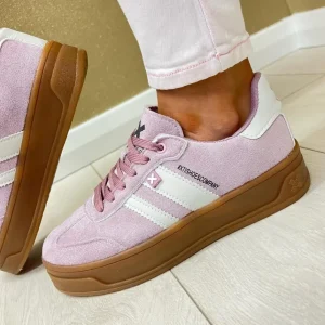 XTI Ladies Nude Combination Flatform Laced Trainer 143644
