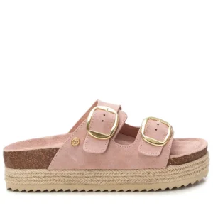 XTI Ladies Nude Faux Suede Espadrille Mule Sandal 143635