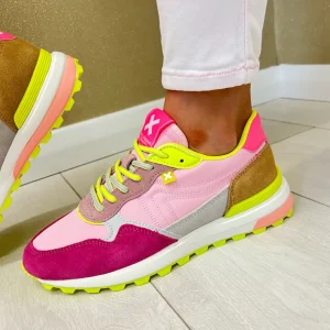 XTI Ladies Nude/Multi Combination Laced Trainer 143663