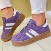 XTI Ladies Purple Combination Flatform Laced Trainer 143644