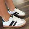 XTI Ladies White Combination Laced Trainer 143485