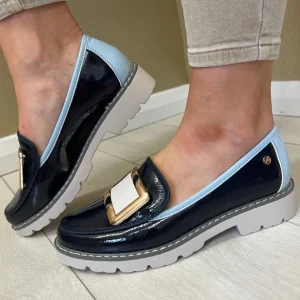 Zanni & Co Whipped Cobalt Patent Buckle Court Shoe YEN ONE