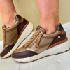 Carmela Ladies Brown Multi Leather Laced/Zip Trainer 161825