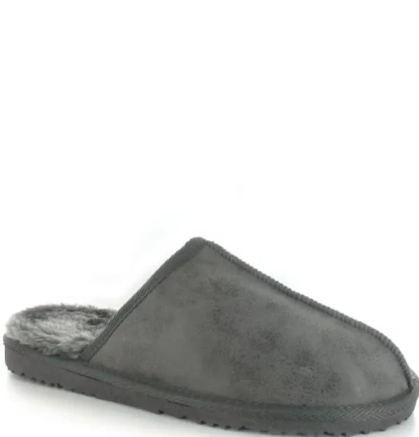 Ella Mens Grey Warm Lined Mule Slippers FRANK