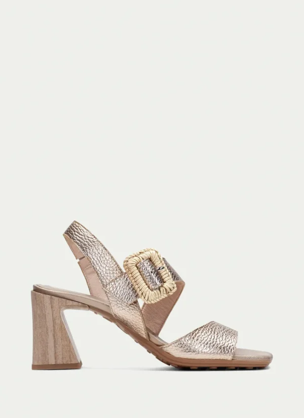 Hispanitas Ladies Copper Metallic Block Heel Sandal 253908