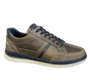 Lloyd & Pryce Mens Tommy Bowe Dark Fossil Leather Laced Trainer NEGRI