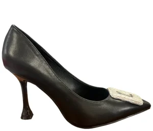 Menbur Ladies Black Jewelled Heeled Dress Shoe 24512