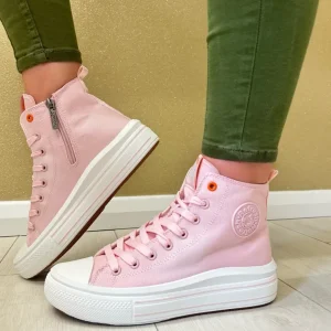 Refresh Ladies Pink Laced/Zip Hi-Top Trainer 171931