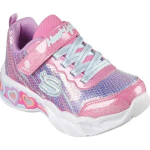 Skechers Kids Heart Lights Pink/Multi Velcro Trainer 302313L/PKMT