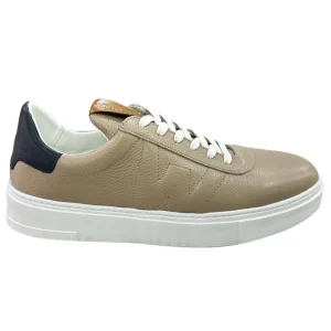 Wonders Mens Taupe/White/Navy Soft Leather Trainer CB-3920